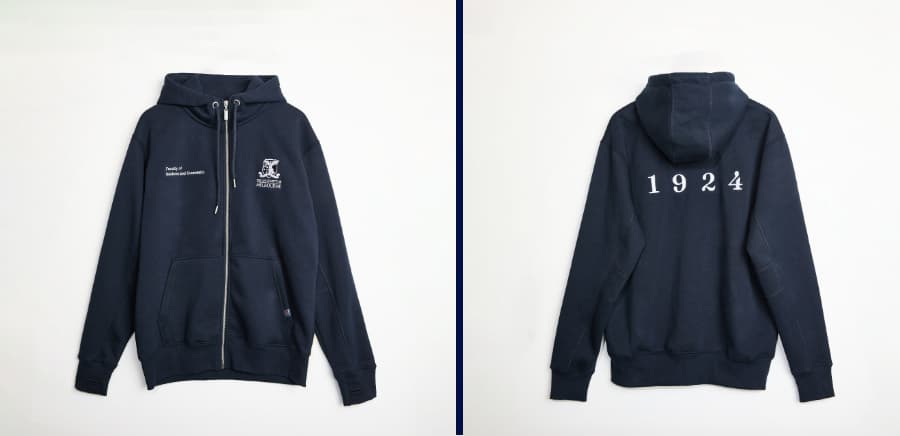 FBE Centenary zip hoodie front and back