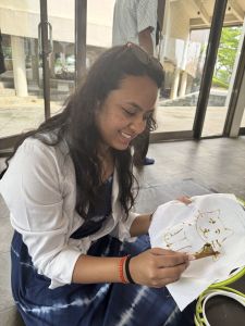 Student making batik art