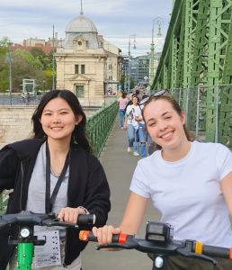 Students e-scootering around Budapest