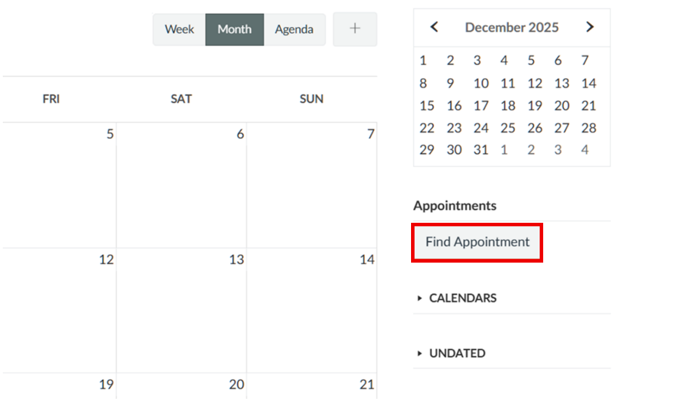 Student-view: Find Appointment