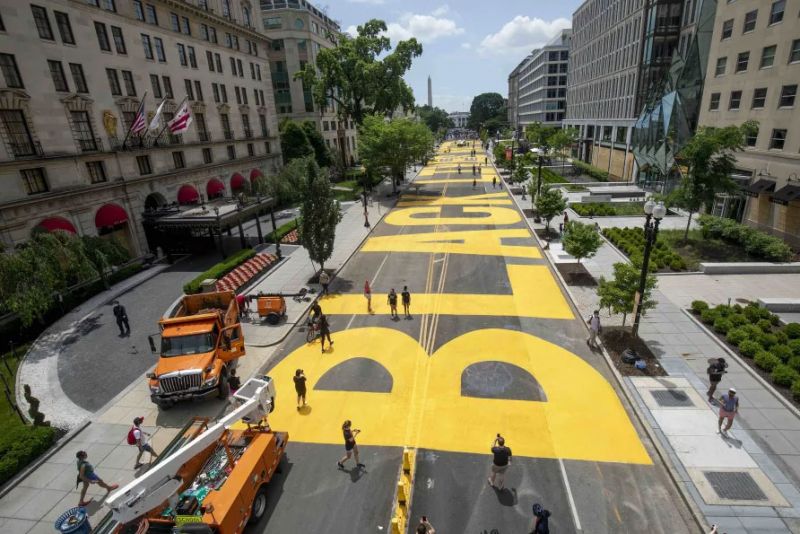 Black Lives Matter painted on a city street