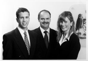  ICAA Undergraduate Award Winner, Sharon Leggo, is congratulated by fellow University of Melbourne student and finalist Michael Haintz, and Professor Keith Houghton