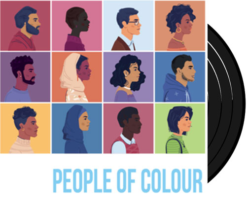 album cover depicting profile images of people of colour