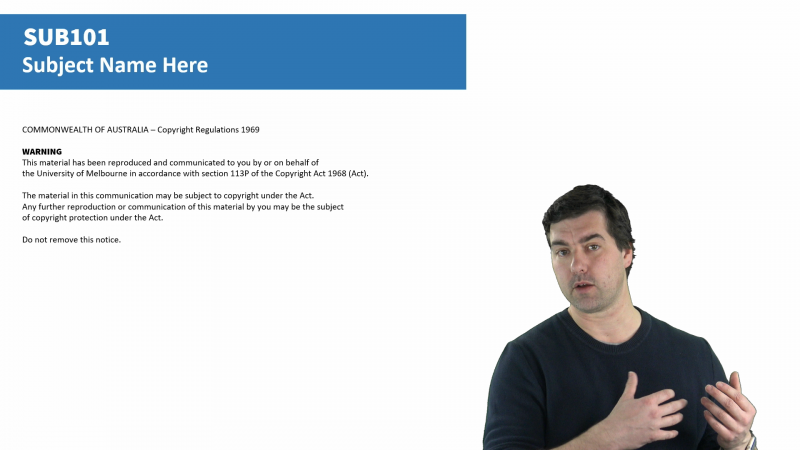 Instructor and powerpoint slide side by side
